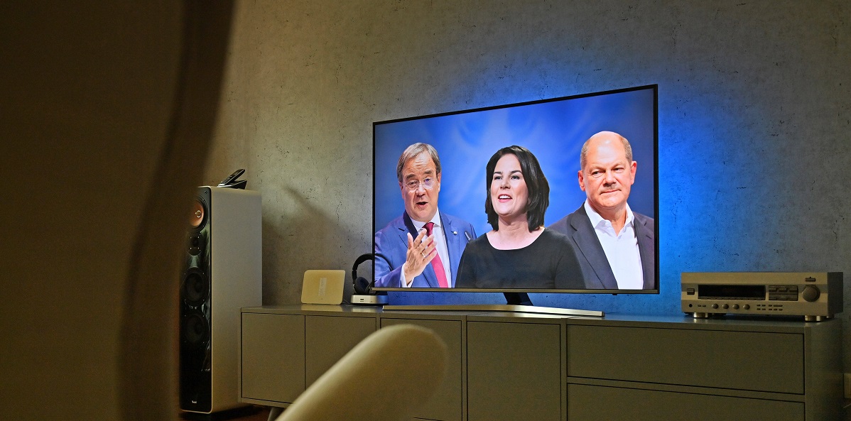 Themenbild Kanzler Triell im Fernsehen.